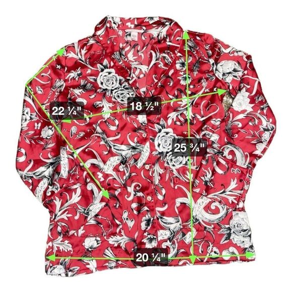 Victoria's Secret Red Black Cherry Satin Asian Wrap Top And Pants Pajama Set S - Picture 5 of 11